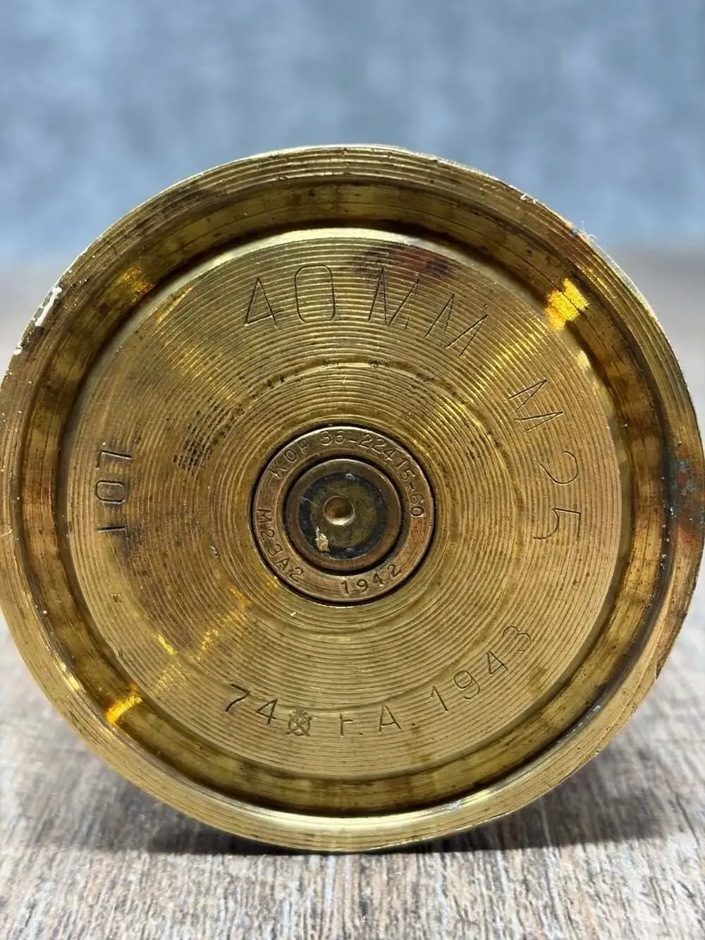 Antique WWII 1943 40MM M25 Brass Trench Art Artillery Shell - Home Decor-display